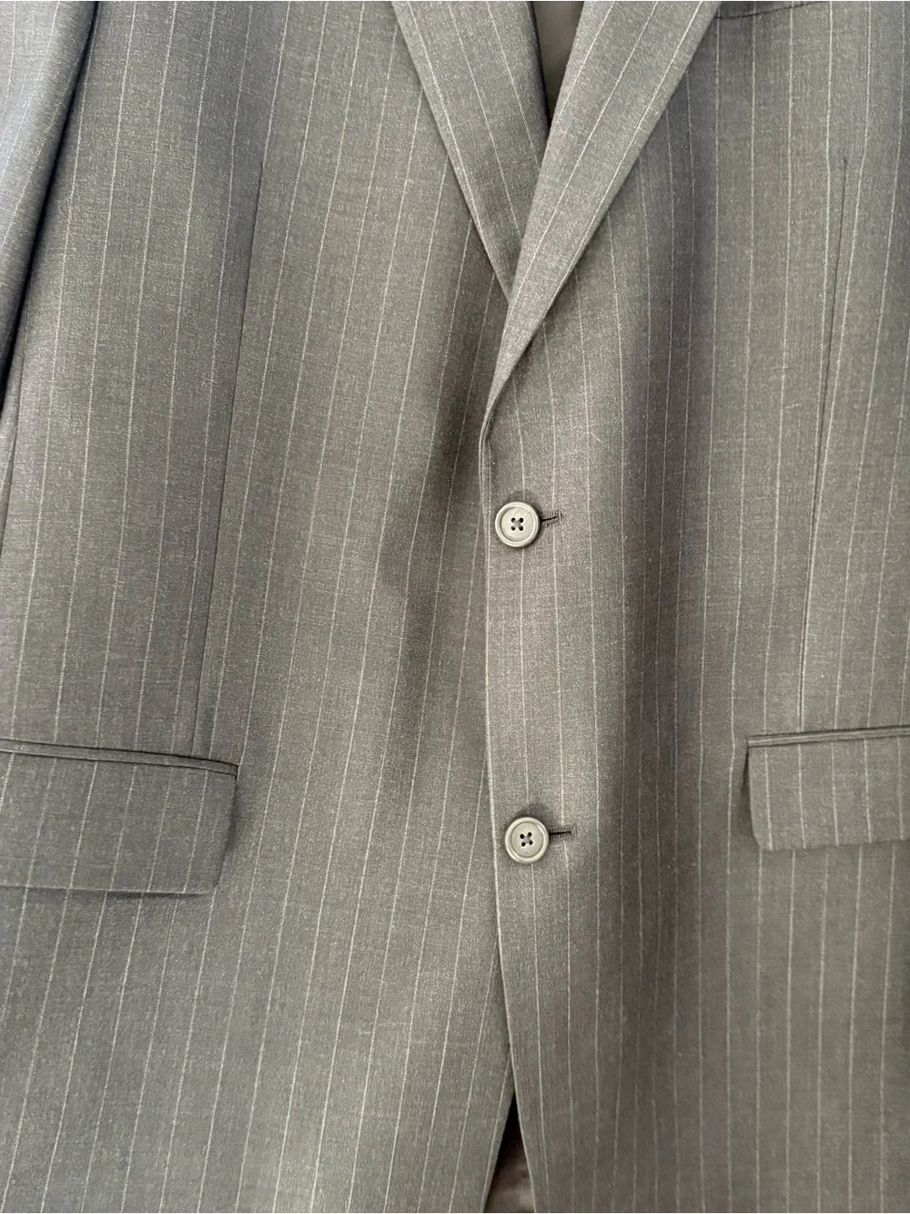 Hart Schaffner Marx Charcoal Gray Pinstripe Two-Button Blazer